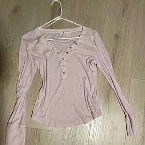 Hippie Rose Pale Pink Long Sleeve Henley Top